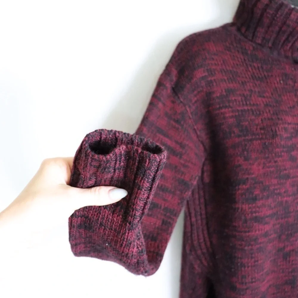 JOHN + JENN Burgundy Cable Knit Turtleneck Sweater - Picture 5 of 13